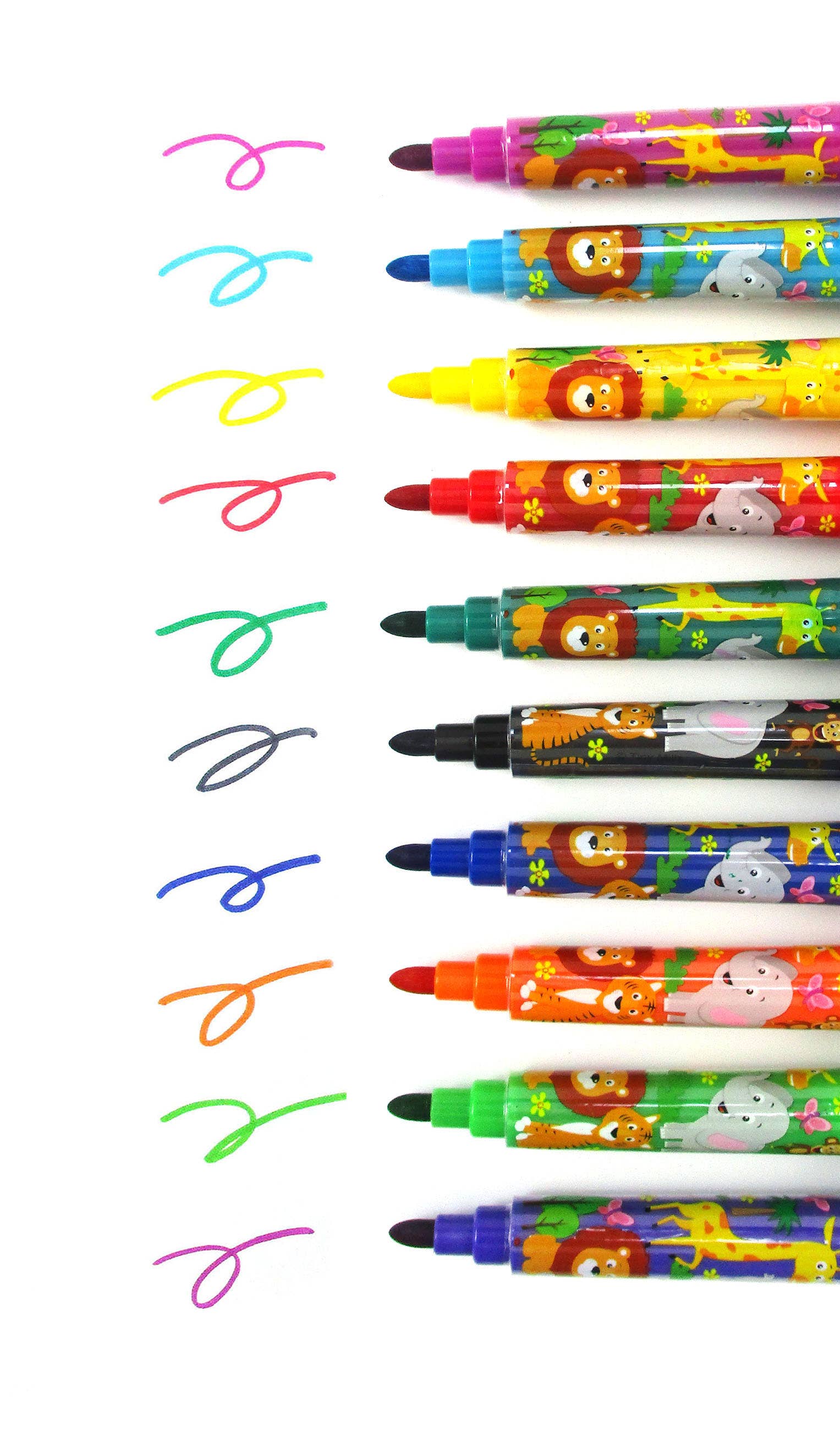 Tiny Mills - Wholesale Markers - Kids & Baby - Safari Zoo Animals Stamp Marker Set - Set of 101