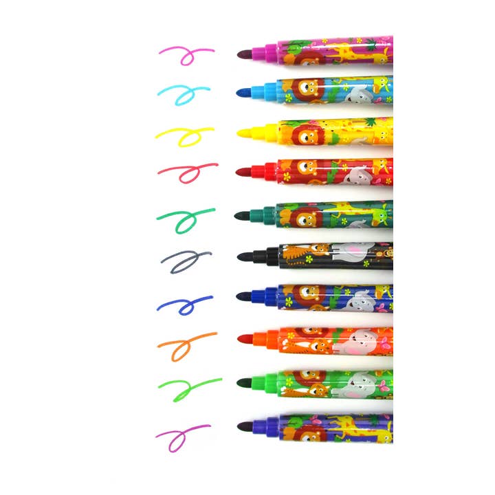 Tiny Mills - Wholesale Markers - Kids & Baby - Safari Zoo Animals Stamp Marker Set - Set of 101