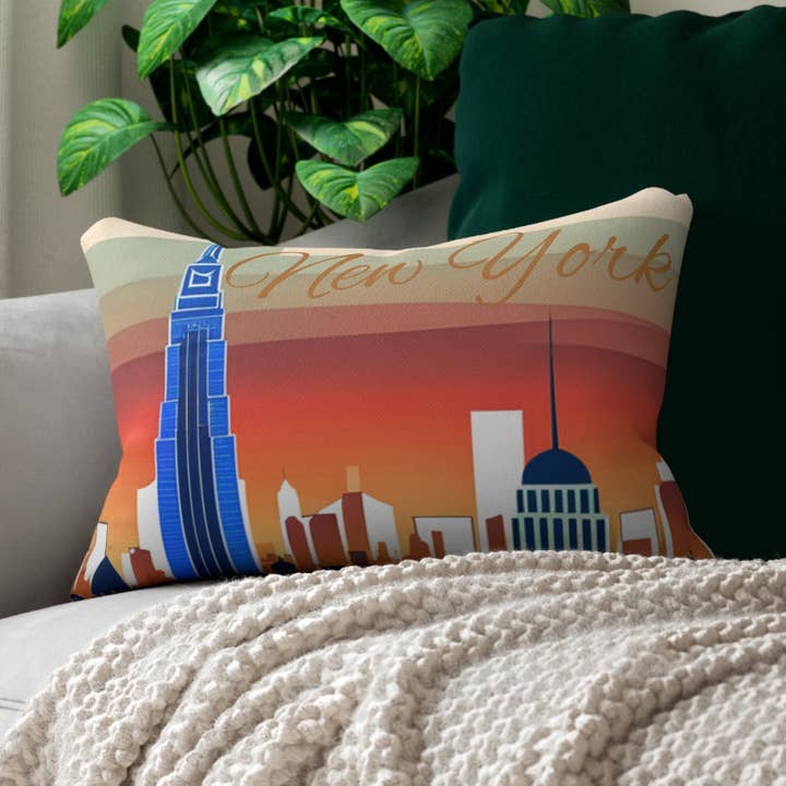 New York City Skyline Lumbar Pillow for wholesale by See Joy Creative