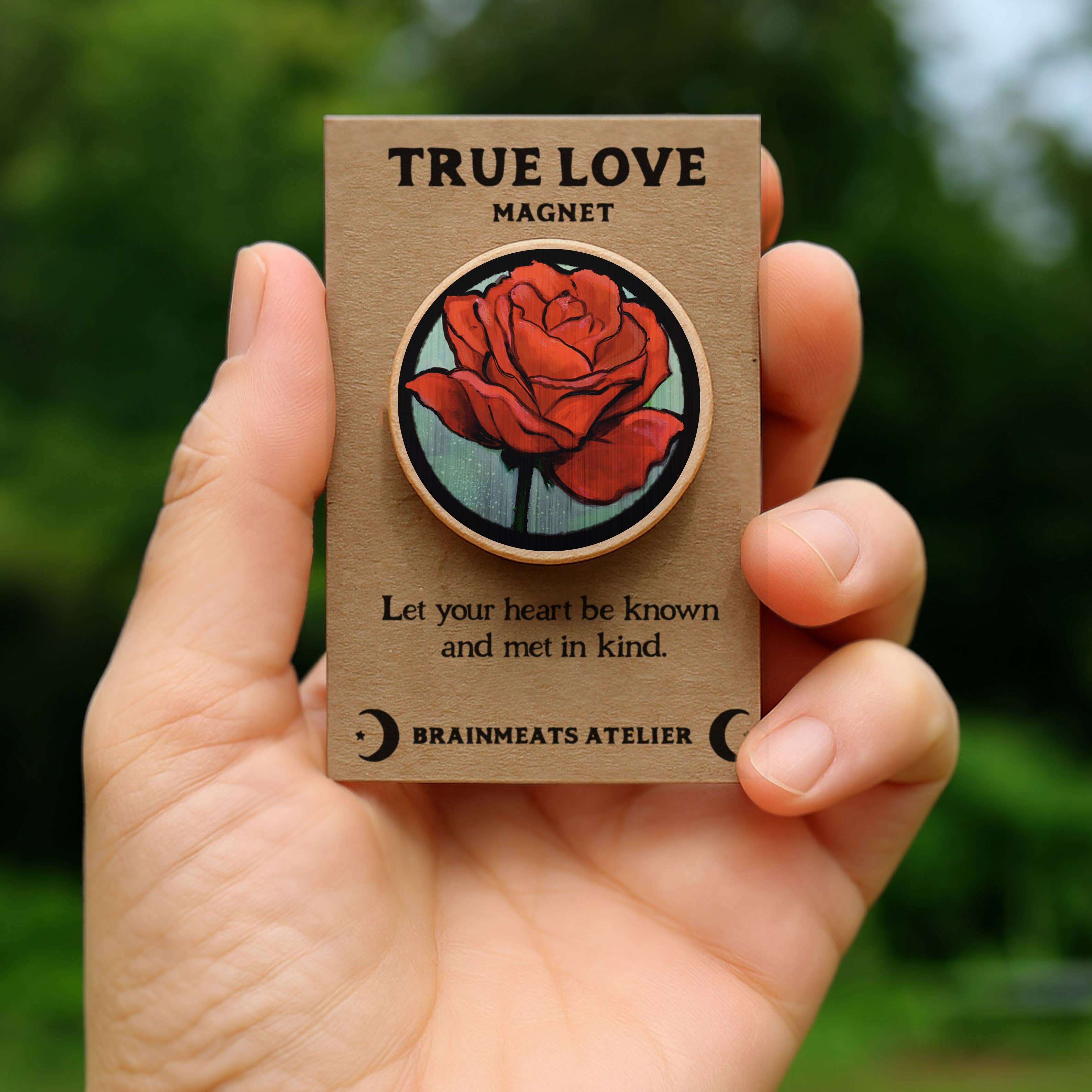 Brainmeats Atelier – Engroshandel Magnet – Ægte Kærlighedsmagnet – Rosetoken for Hengivenhed & Forbindelse1