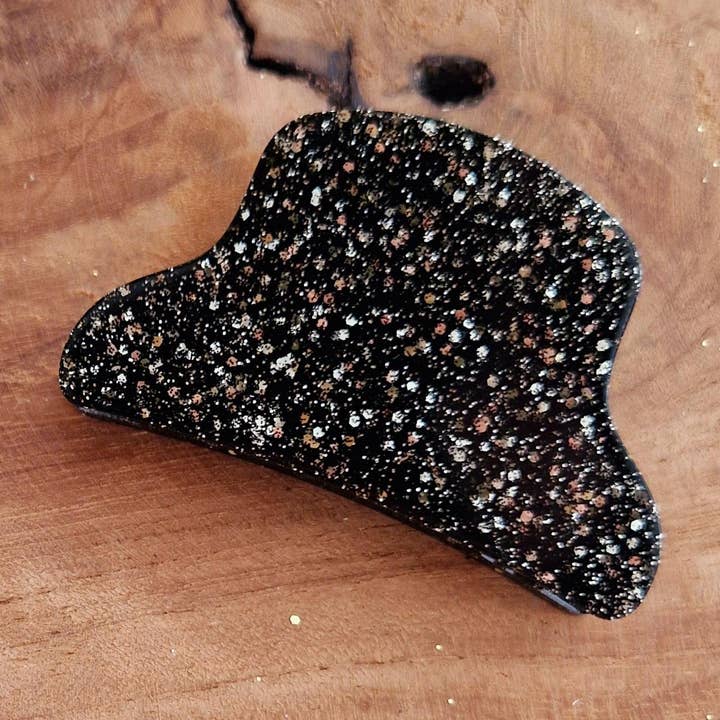 Grote zwarte/gouden haarclip van hars voor wholesale door Les Noeuds de Maman