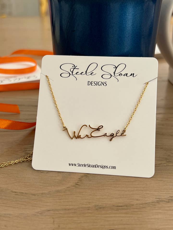 NEW! Auburn War Eagle Game Day Necklace Gift for Auburn Fan for wholesale by Steele Sloan Designs