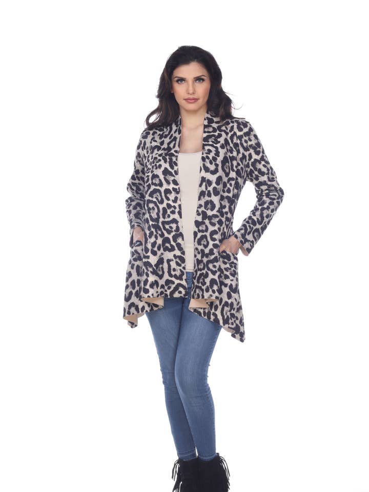 Cardigan leopardato in pelle scamosciata KD1972 per la vendita all'ingrosso da parte di Kamana