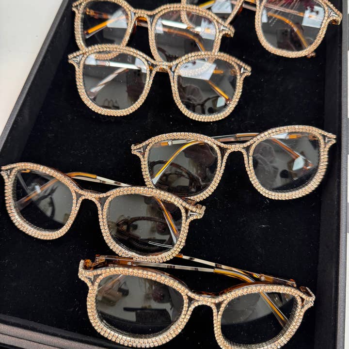 The Sis Kiss - Wholesale Eyeglasses - Unisex - Rhinestone Blue Light Glasses in Tortoise Shell1