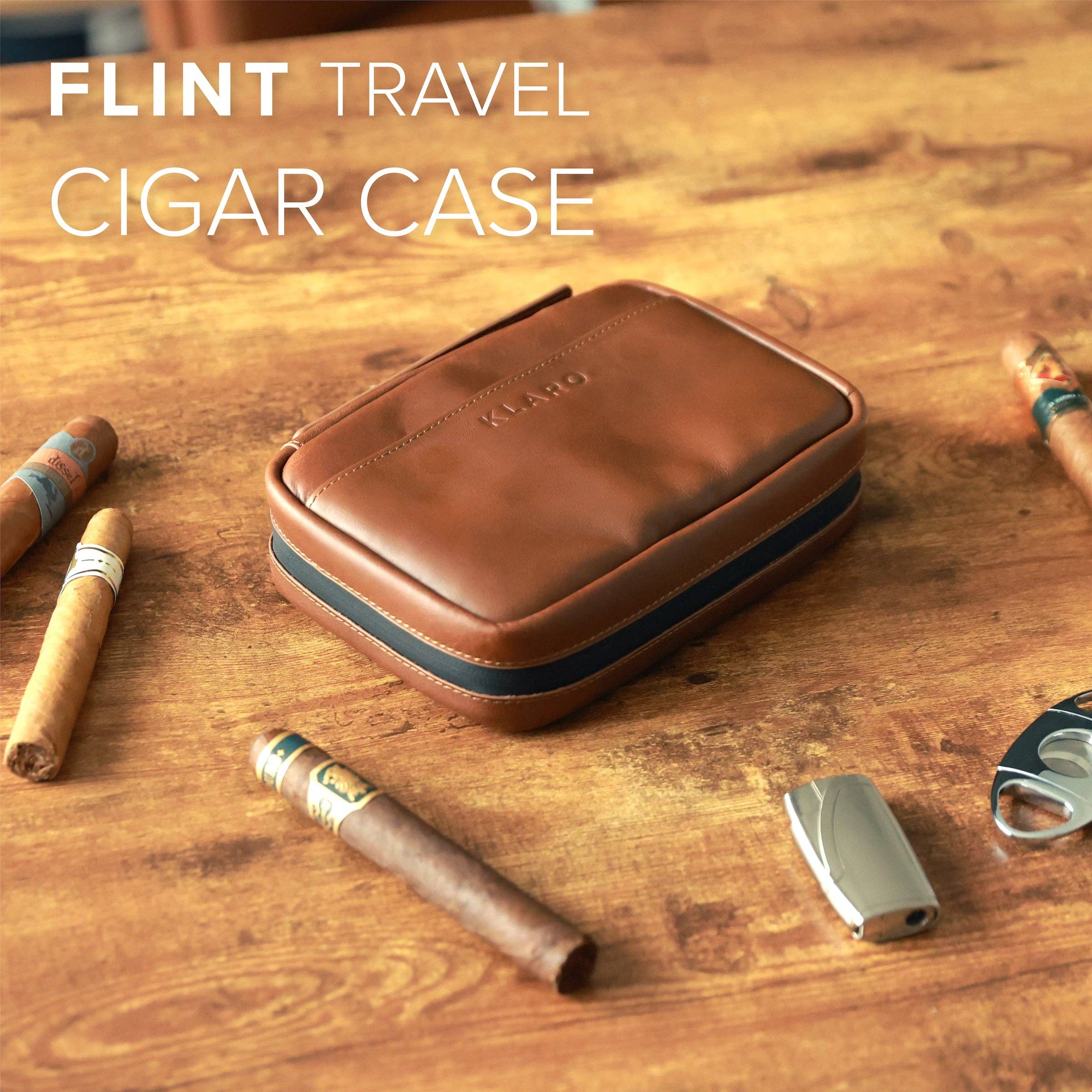 Case Elegance - Wholesale Humidor/Cigar Accessory - Brown Flint Travel Leather Cigar1