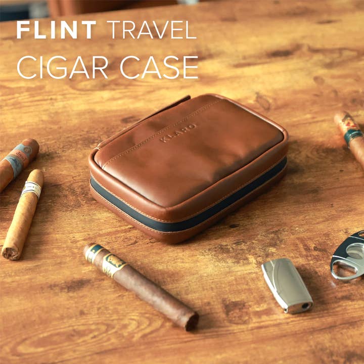 Case Elegance - Wholesale Humidor/Cigar Accessory - Brown Flint Travel Leather Cigar1