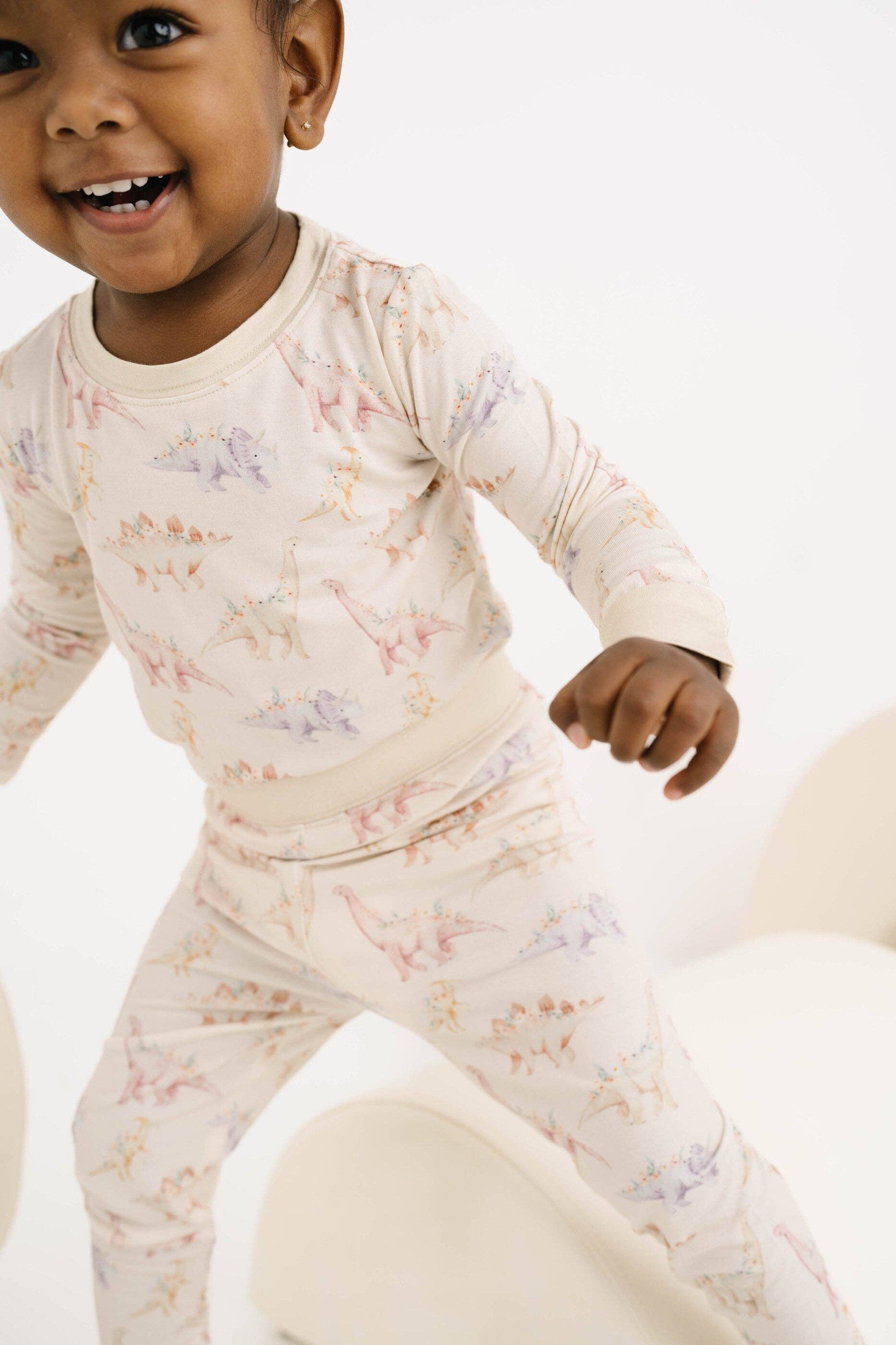 Little One Shop - Wholesale Top & Pant Set - Kids - Floral Dino Bamboo Set1