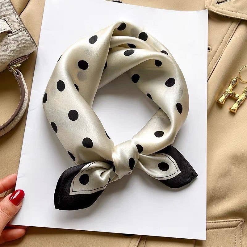 LINETA - Wholesale Scarf - Women's - D-307 Scarf touch silk 70x70 polka dot pattern3