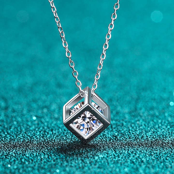 Perimade & Co. LLC - Wholesale Pendant/Charm Necklace - Magic Cube Moissanite Charm Necklace in 925 Sterling Silver