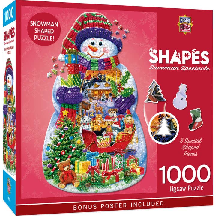 Masterpieces Puzzles - Wholesale Puzzle - Adult - Contours - Snowman Spectacle Shaped 1000 Piece Jigsaw puzzle