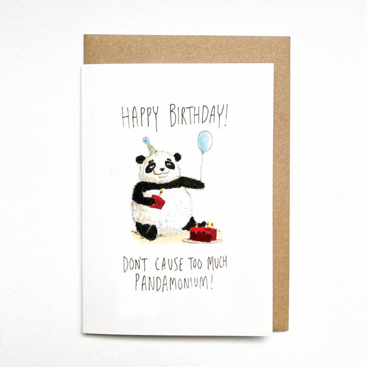 Happy Birthday! Don't Cause Too Much Pandamonium for wholesale by Well Drawn