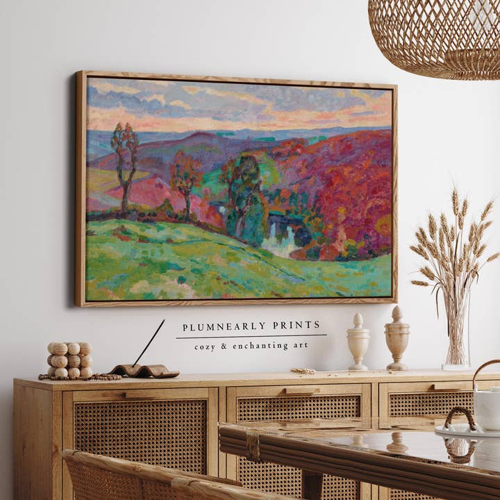 Autumn Mountain Landscape Oil Painting Framed Canvas Art 36 for wholesale by Plumnearly Prints