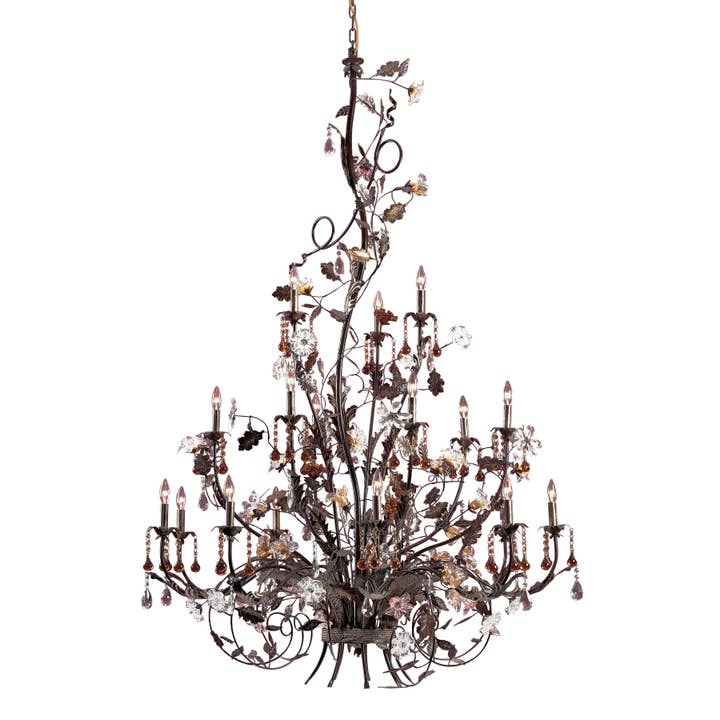 Cristallo Fiore 56'' Wide 18-Light Chandelier - Bronze for wholesale by Atlas Lighting and Home