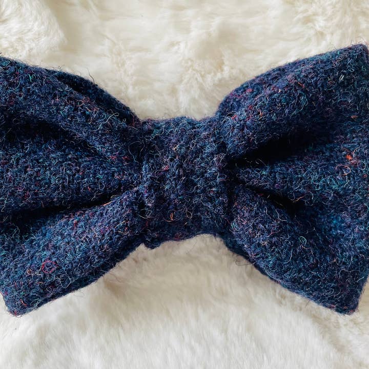 Stylish Dogs - Collars, Leads BowTies, Bandanas - Wholesale Pet Bow Tie - Dog - Harris Tweed - Navy Herringbone Dog Bow Tie1