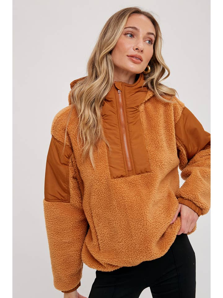 Bluivy - Wholesale Hoodie - Women's - FAUX SHEARLING CONTRAST HOODIE22