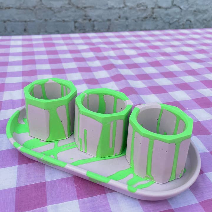 Juego de velas de té (3 piezas) - Graffiti Lila y Verde para venta al por mayor de Made By Robyn