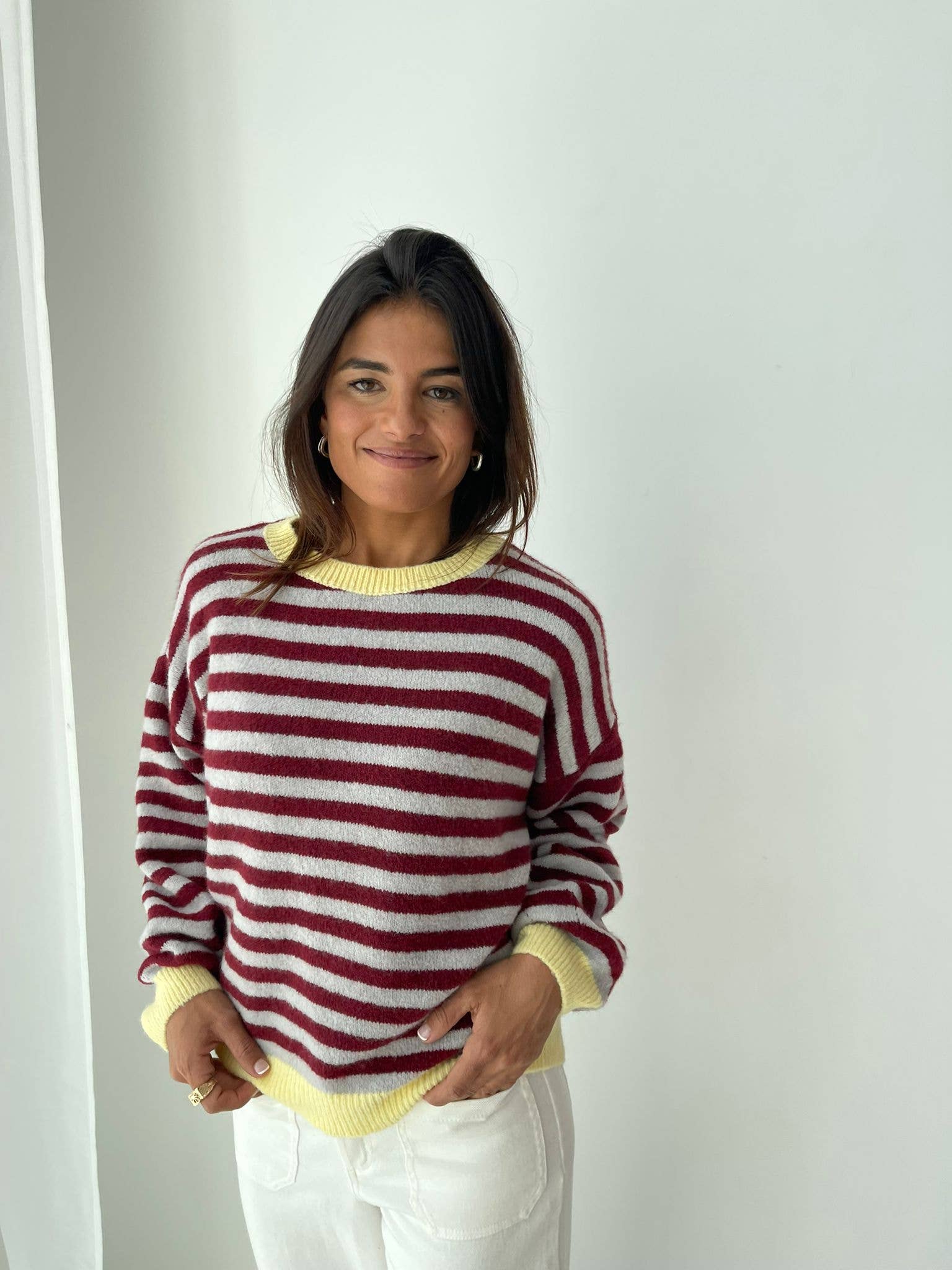 MindTraveler - Wholesale Knit Sweater - Women's - Jersey Pia Burgundy and Gray6