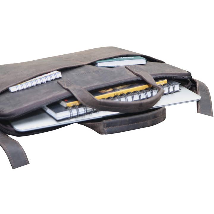 Greenwood - Vente Sac pour ordinateur portable – unisexe - Fred Sacoche pour ordinateur portable 13 pouces en cuir avec bandoulière amovible Housse Macbook Air14