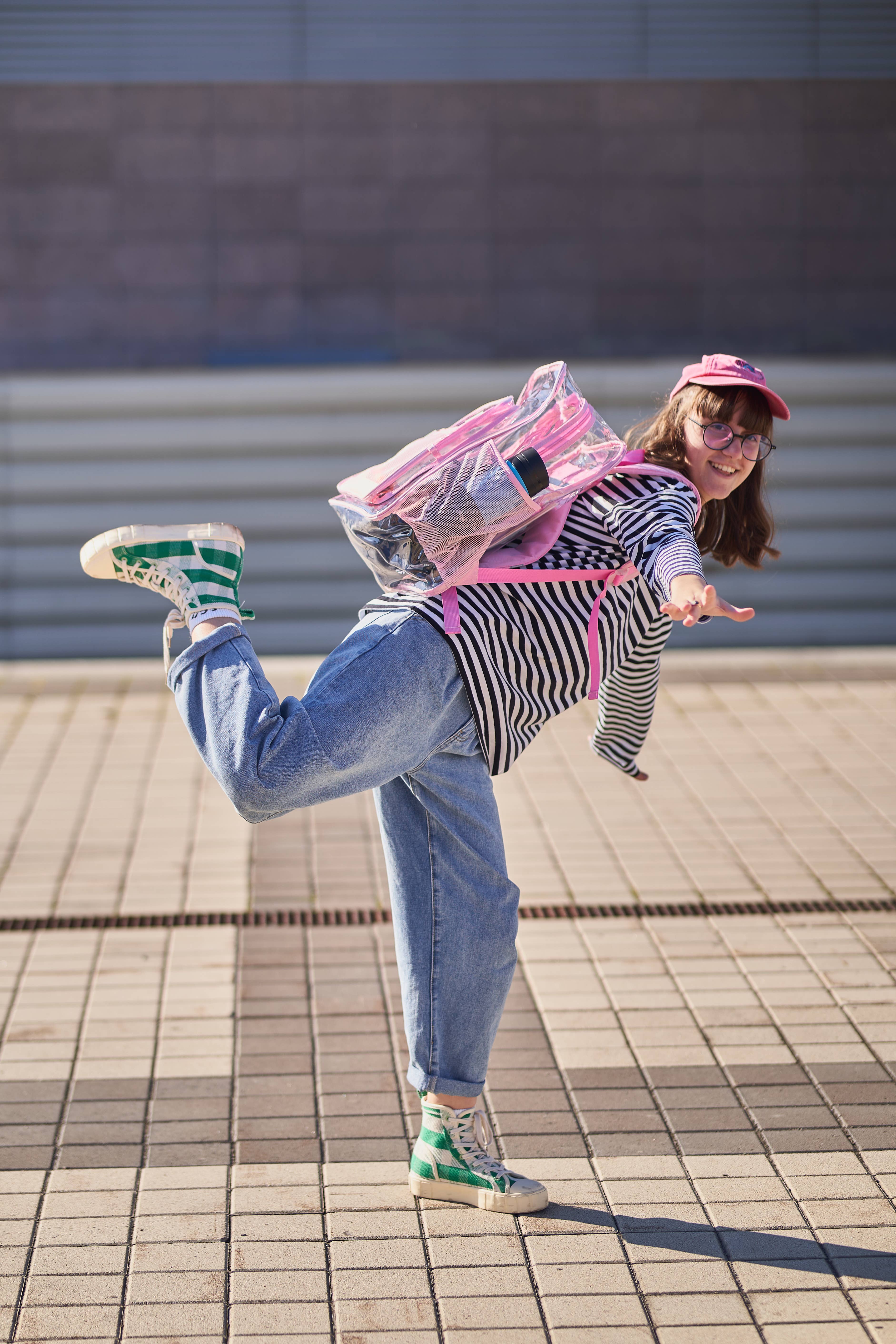 Rhinocéros rose Sac à dos transparent pour école XL | Fermeture éclair supérieure YKK® | Pink Rhino en vente sur Faire12