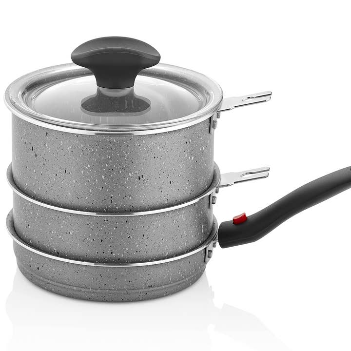 Quick Silver Mini Cooking Set | 4-Pieces Detachable Handle Mini Pan With Lid | Papilla's Best Cookware for wholesale on Faire2