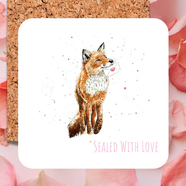 Sous-verre Lettres d'Amour du Renard Aquarelle de la Nature pour la vente par Dots Allowed