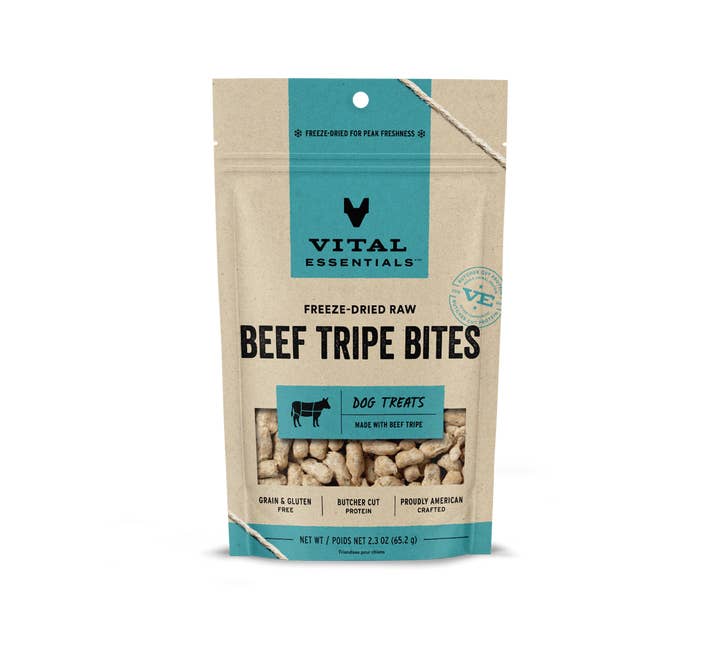 Pet Palette Distribution - Wholesale Pet Treats - Dog - Vital Essentials Beef Tripe Bites FD Dog Treats 2.3 oz2