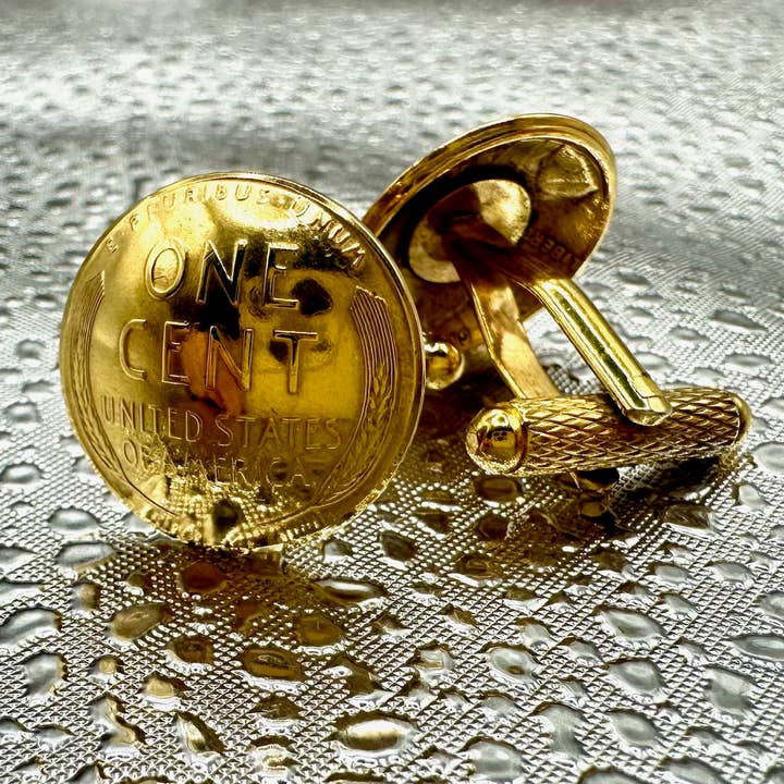 Mountainstruck Coin Rings and Jewelry - Wholesale Cufflinks - 24k Gold Plate U.S. Wheat Penny Coin Cufflinks