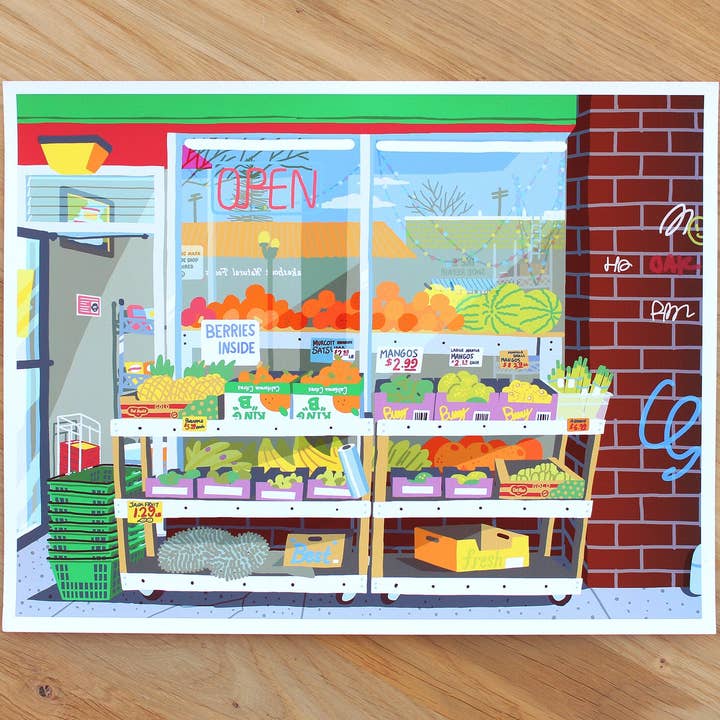 Lakeshore Produce in Oakland, California | Print 8x10" for wholesale by I NEVER DRAW