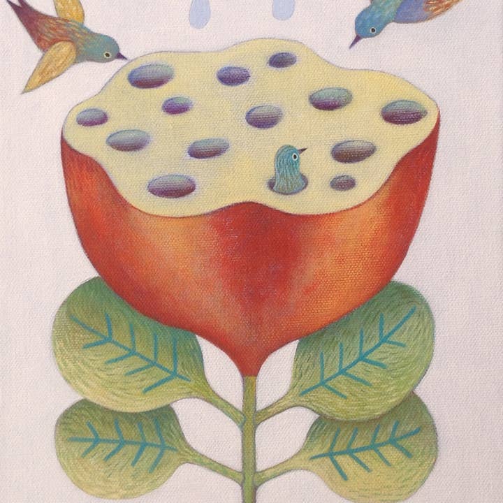 Isabelle Bryer Art - Wholesale Everyday Greeting Card - Heart of Poppy Card – Surreal Birds & Bloom, 5"x7" Art