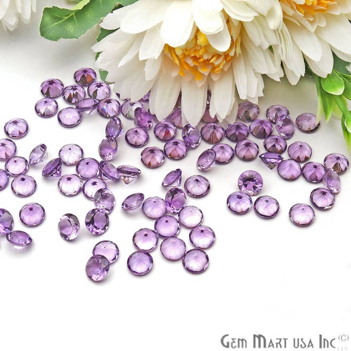 GemMartUSA - Vendita all'ingrosso Pietra/cristallo spirituale - Pietra preziosa sfaccettata sfaccettata tonda in ametista, 7 mm, oltre 10 carati6