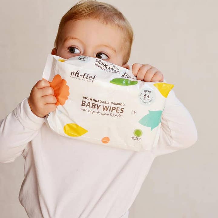 Oh-Lief Natural Products UK LTD - Wholesale Face & Body Wipes - Baby - Oh-Lief Biodegradable Bamboo Baby Wipes 64's
