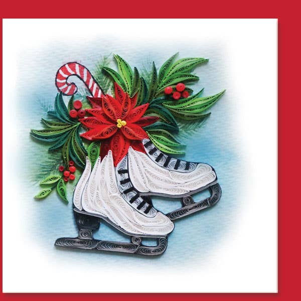 YoderDo Quilling Greeting Cards - Wholesale Season's Greetings Card - Ice skating shoes for Christmas Quilling Card CH-29