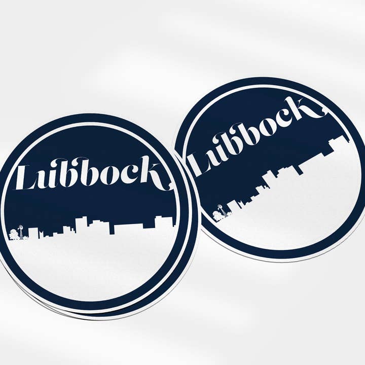 Pegatina retro del horizonte de Lubbock Texas | Varios colores para venta al por mayor de Paperfinch Design