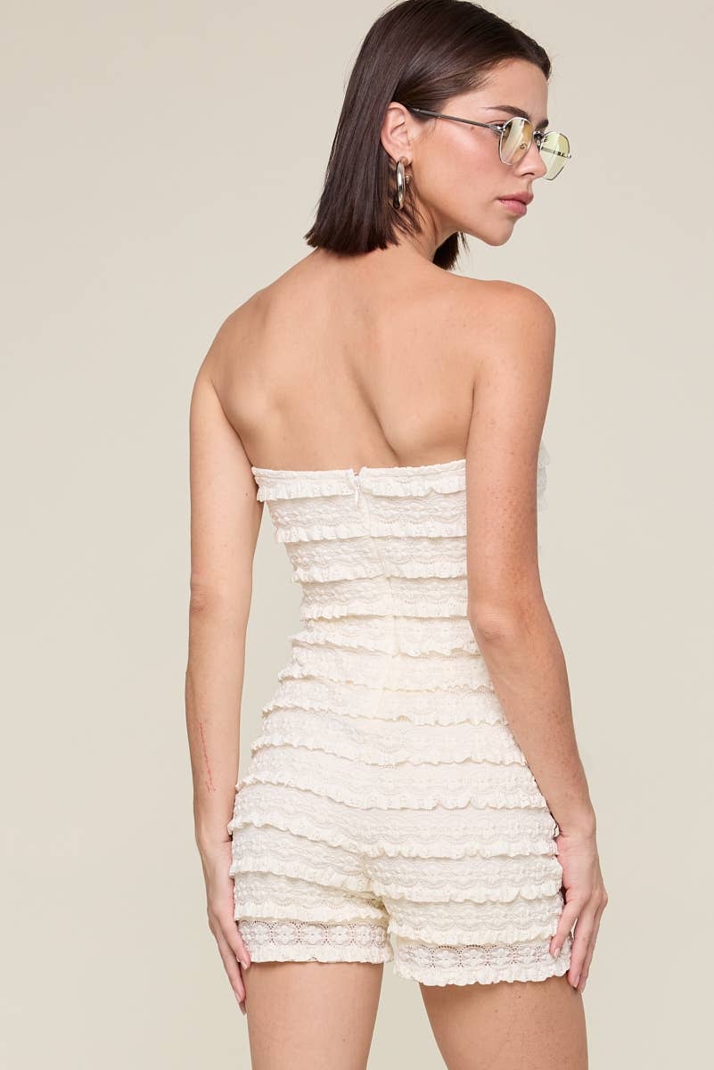 Sky to Moon - Wholesale Romper - Women's - FULLBODY TIERED LACE RUFFLE TUBE MINI ROMPER6
