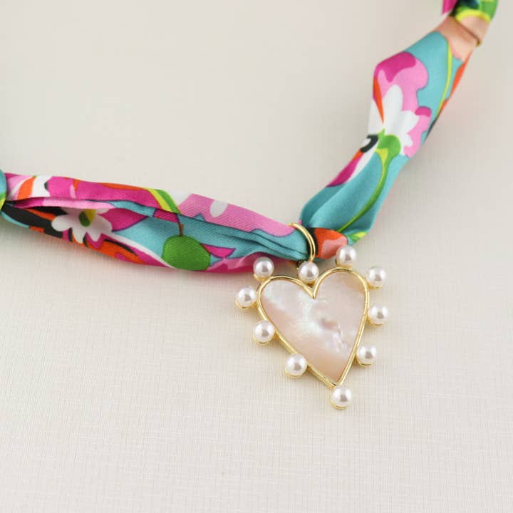 Floral Heart Scarf Necklace Boho Necklace Bandana Necklace for wholesale by Designs by KaraMarie