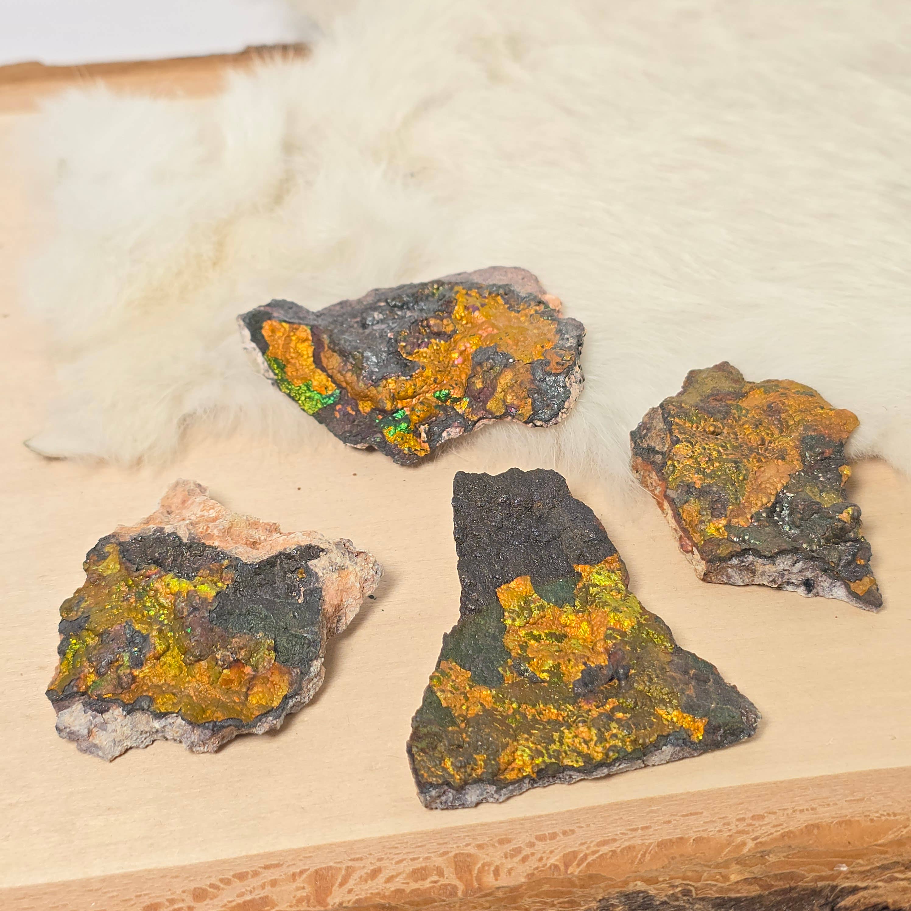 Aquamarine Daydream Wholesale - Wholesale Spiritual Stone/Crystal - Iridescent Turgite 4pc ~ Bulk Mineral Specimens ~ Crystals0