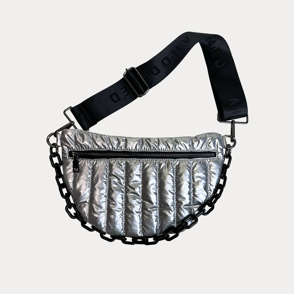 AHDORNED - Wholesale Belt Bag - Women's - Reese Quilted Sling/Waist Bag w/Black Resin Chain & 2" Solid26