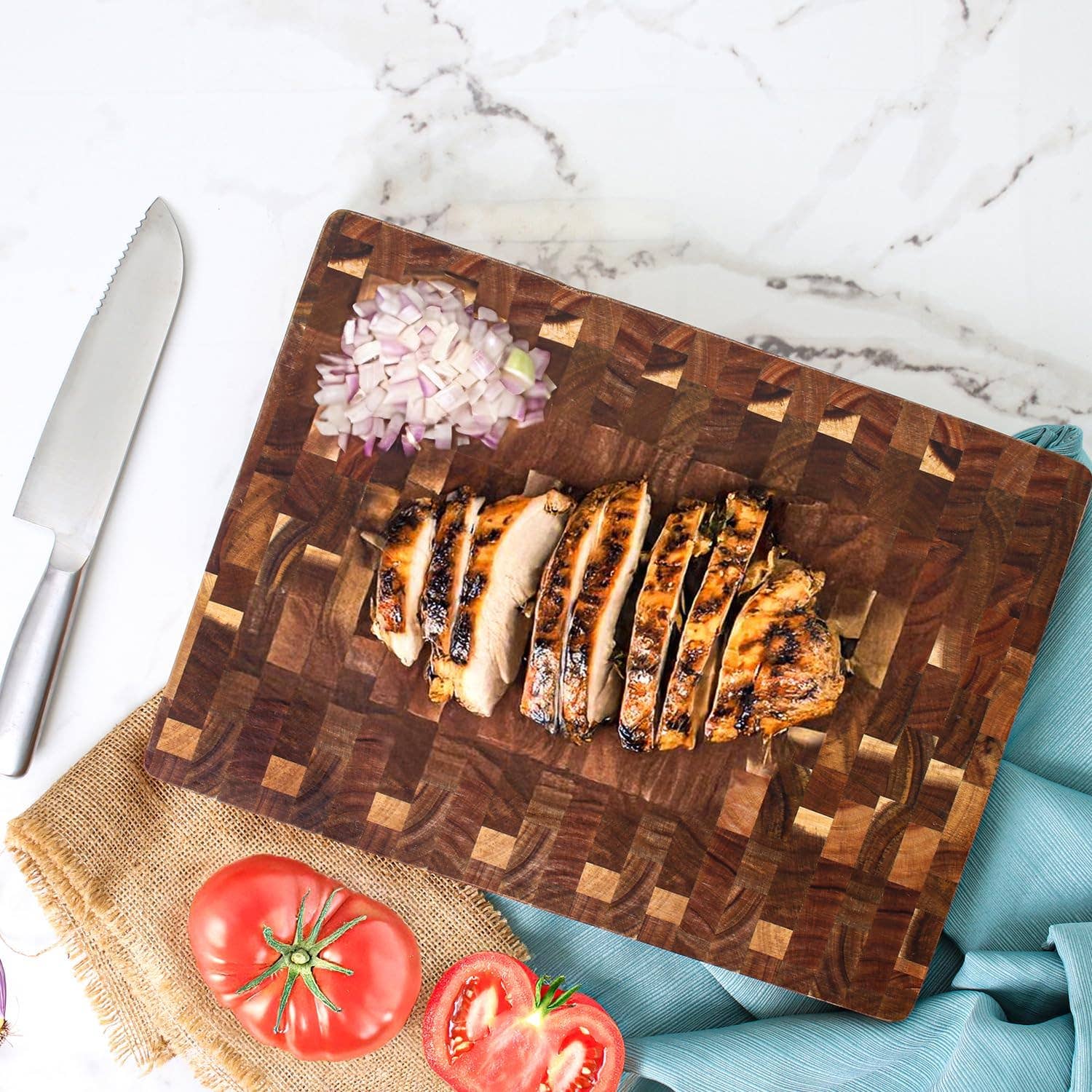 Dexas - Vente Planche à découper - Planche à découper réversible en bois de bout d'acacia1