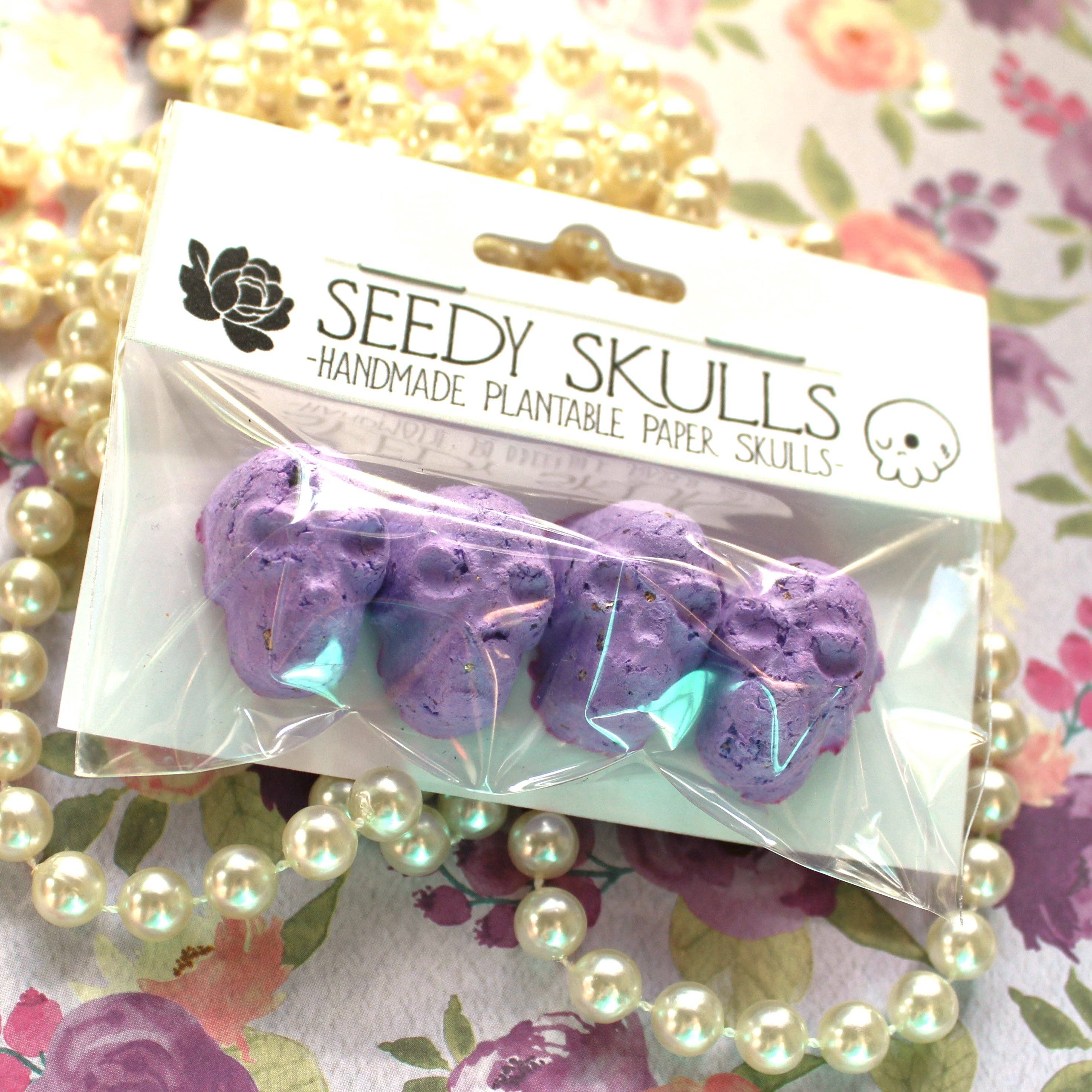 Darling Homebody - Wholesale Plant Seeds - 4 Pack Purple Plantable Paper Skulls / Seed Bombs / Seedy Skulls Pack / Garden Plants / Spring Summer Gift / Pastel Goth Wedding Flowers2