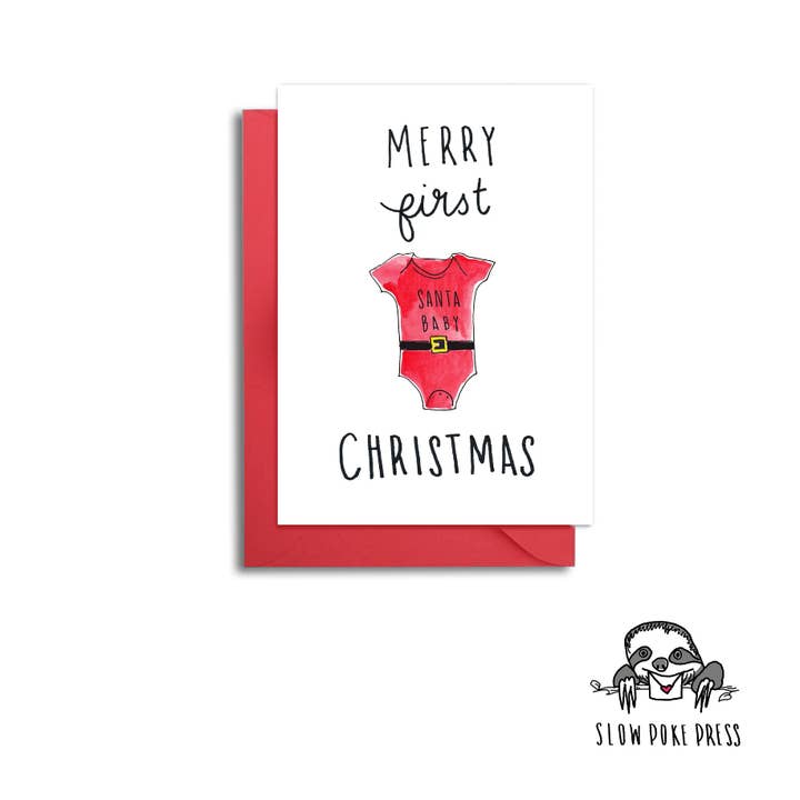 Slow Poke Press - Wholesale Christmas Card - Baby's First Christmas Card - Onesie First Christmas Card
