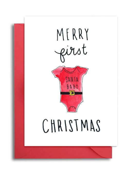 Baby's First Christmas Card - Onesie First Christmas Card for wholesale by Slow Poke Press