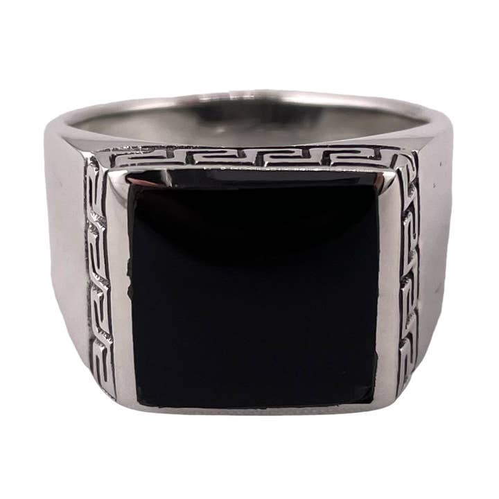 Black Onyx Square Stone Ring Sterling Silver for wholesale by Select Lines