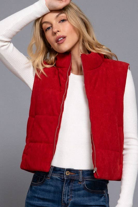 Vanilla Monkey - Wholesale Outerwear Vest - Women's - Corduroy Puffer Vest3