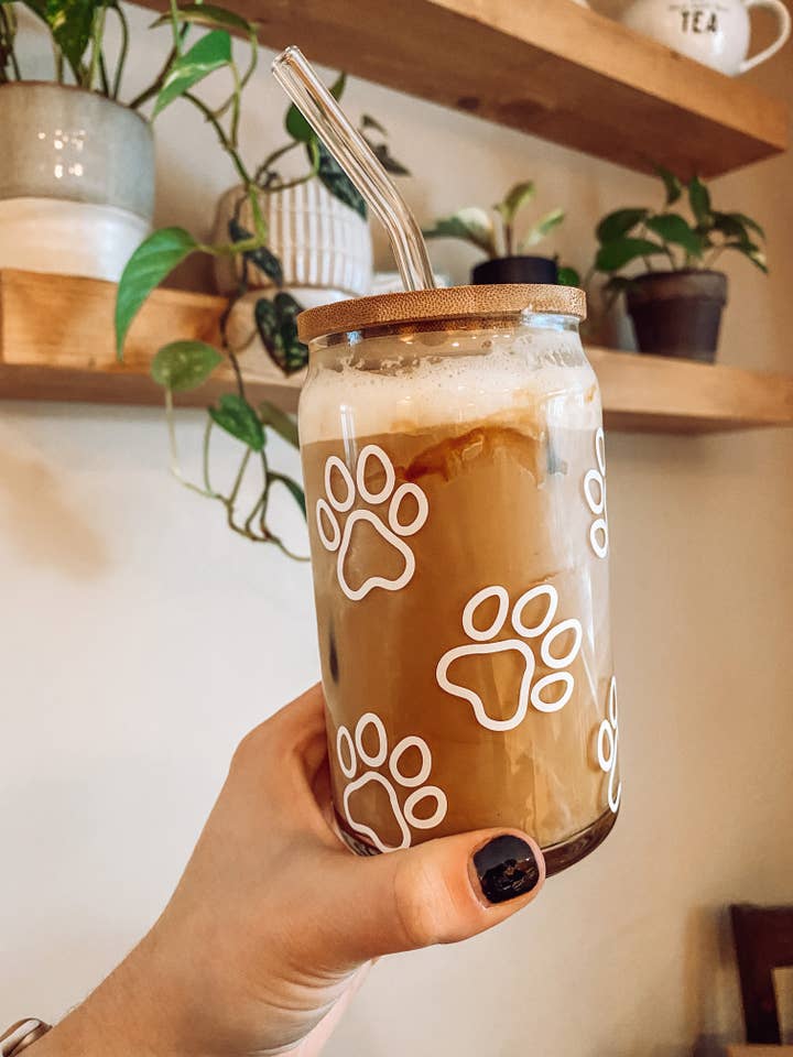 Dog Paw Glass Beer Can for wholesale by BeasKneesCreationsCU