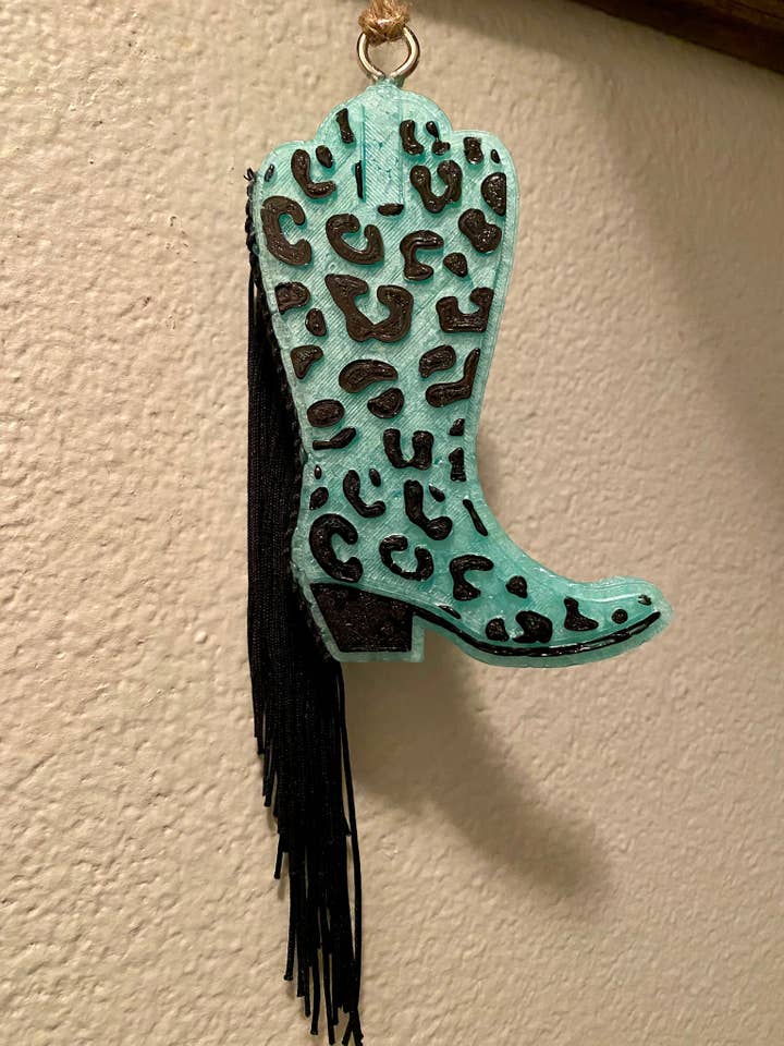 Leopard Boot with Fringe Car Freshie for wholesale by Sassy Fras Couture