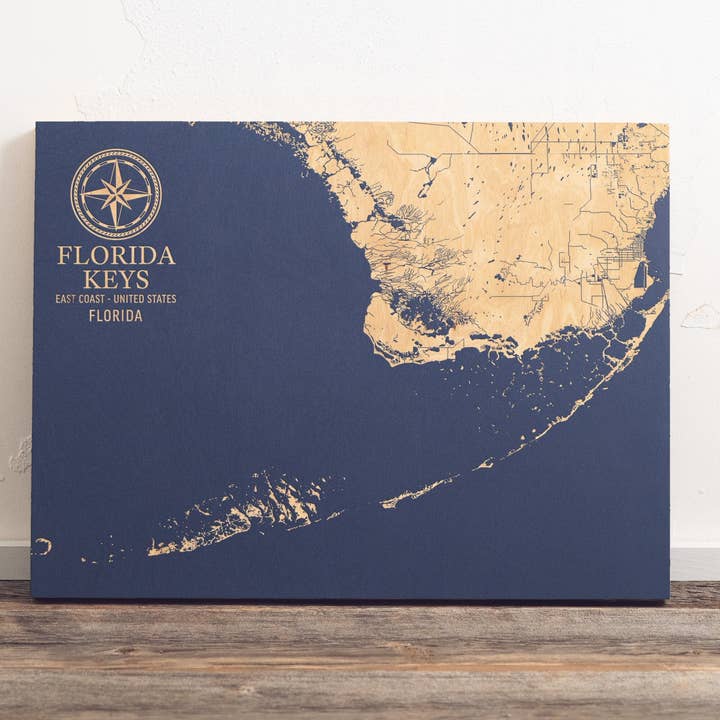 Florida Keys U.S. Coastal Map for wholesale by Benoit's Design Co.