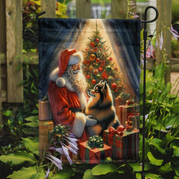 Finnish Spitz and Santa Claus Garden Flag DAC4109 for wholesale by Caroline's Treasures
