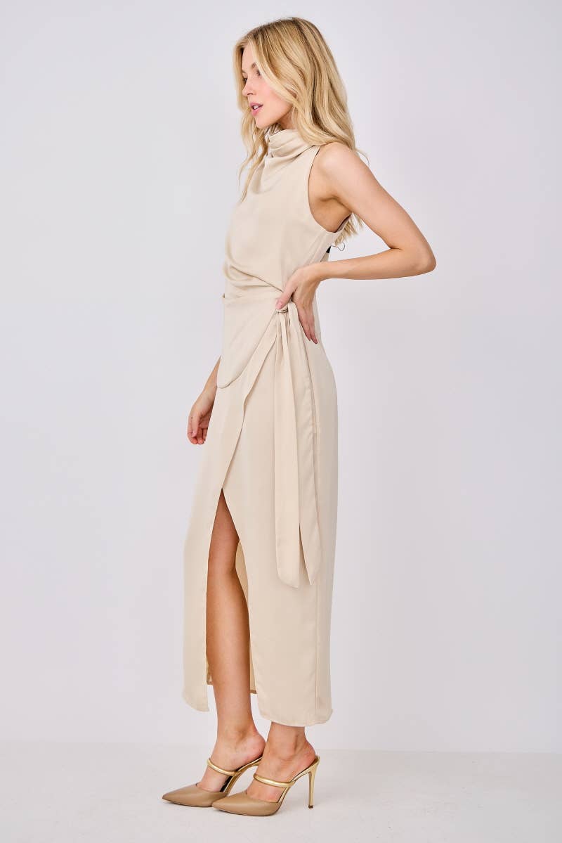 Peace Love Line – wholesale Klänning - Dam – PM1015 - SOLID VÄVD MIDIKLÄNNING MED SLITS8