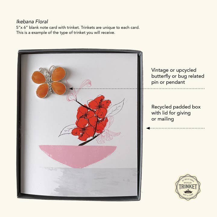 Ikebana Blank Note Card with Vintage Jewelry for wholesale by HELLO EDDIE