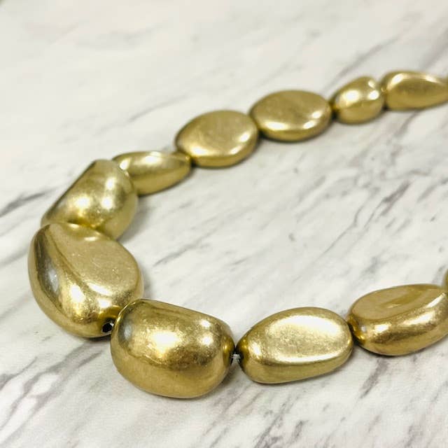 Anita K By Blushing Pink - Wholesale Beaded/Pearl Necklace - Burnished Gold Nugget Necklace3